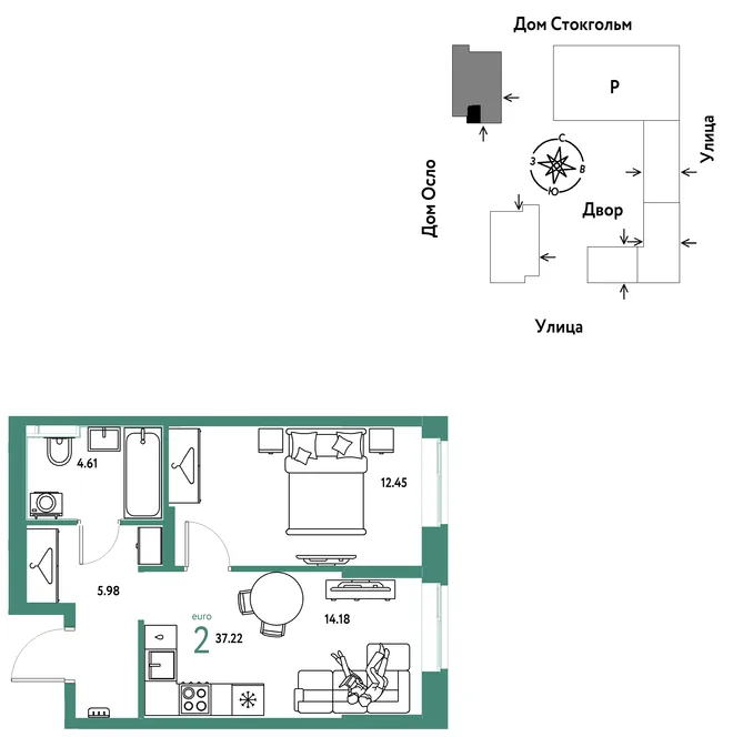 Планировка 2-комн. квартира, 37.22 м² ЖК «Европейский берег 2.0» Планировка 2-комн. квартира, 37.22 м² ЖК «Европейский берег 2.0»