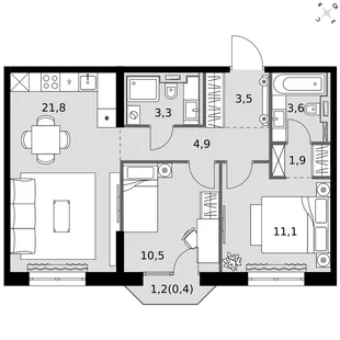 Квартира 2-комн. квартира, 60.9 м² ЖК «Фриссон» Фото 1 Квартира 2-комн. квартира, 60.9 м² ЖК «Фриссон» Фото 1
