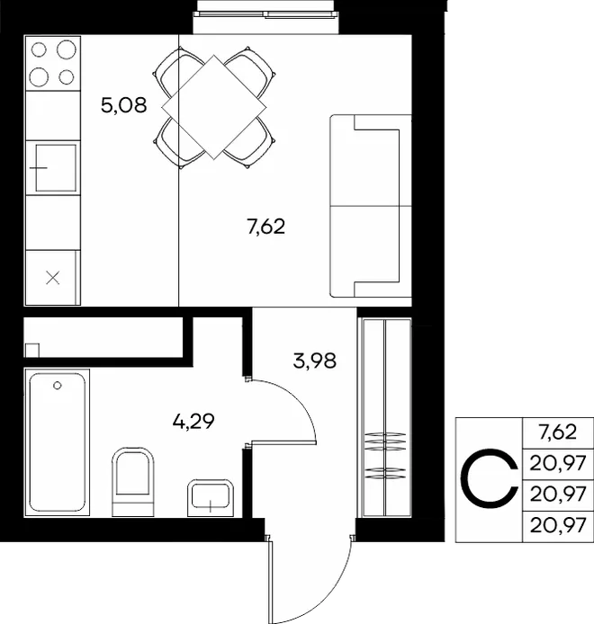 Планировка Студия, 21.79 м² ЖК «Прибрежный дом» Планировка Студия, 21.79 м² ЖК «Прибрежный дом»