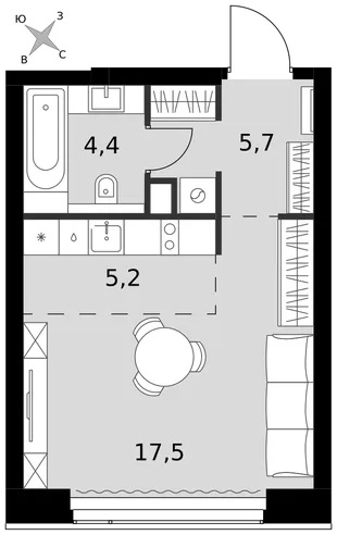 Квартира Студия, 32.8 м² ЖК «Amber Сity» Фото 1
