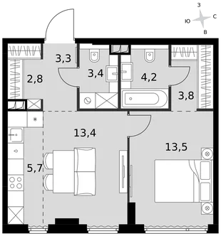 Квартира 2-комн. квартира, 50.1 м² ЖК «Sydney City» Фото 1 Квартира 2-комн. квартира, 50.1 м² ЖК «Sydney City» Фото 1
