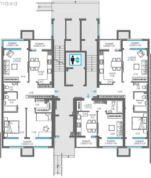 Квартира 3-комн. квартира, 76.87 м² ЖК «На Фонтанке» Фото 1 Квартира 3-комн. квартира, 76.87 м² ЖК «На Фонтанке» Фото 1
