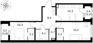 Квартира 2-комн. квартира, 60.2 м² ЖК «1-й Ясеневский» Фото 1