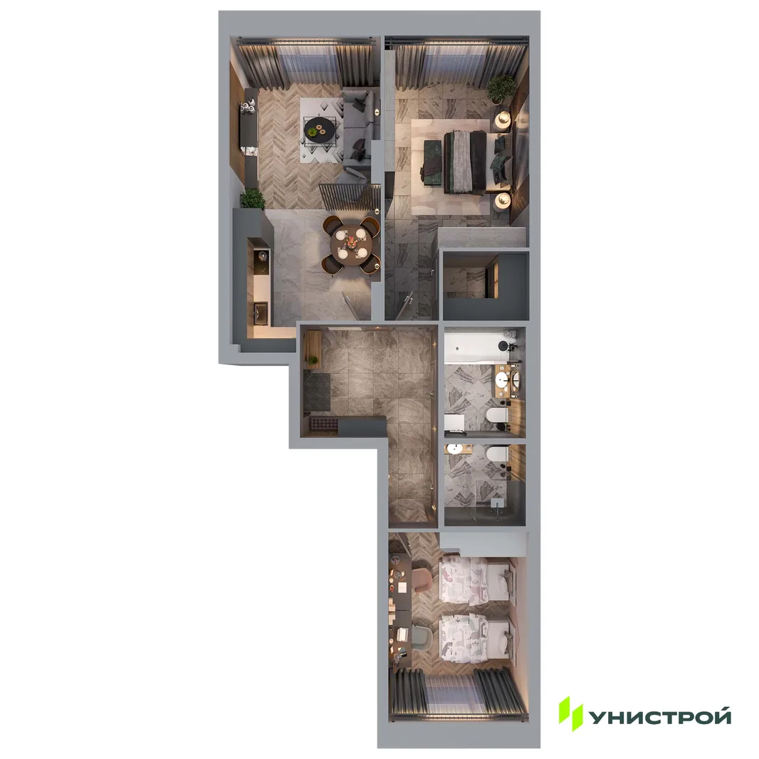 Планировка 2-комн. квартира, 69.16 м² ЖК «Statum»