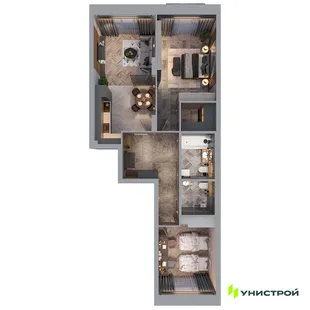 Планировка 2-комн. квартира, 69.54 м² ЖК «Statum»