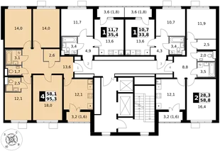 Квартира 4-комн. квартира, 95.3 м² ЖК «1-й Южный» Фото 2 Квартира 4-комн. квартира, 95.3 м² ЖК «1-й Южный» Фото 2