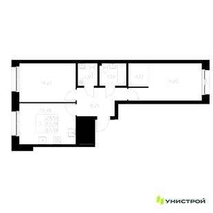 Планировка 2-комн. квартира, 63.08 м² ЖК «Statum»