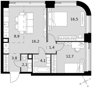 Квартира 3-комн. квартира, 65.7 м² ЖК «Amber Сity» Фото 1 Квартира 3-комн. квартира, 65.7 м² ЖК «Amber Сity» Фото 1