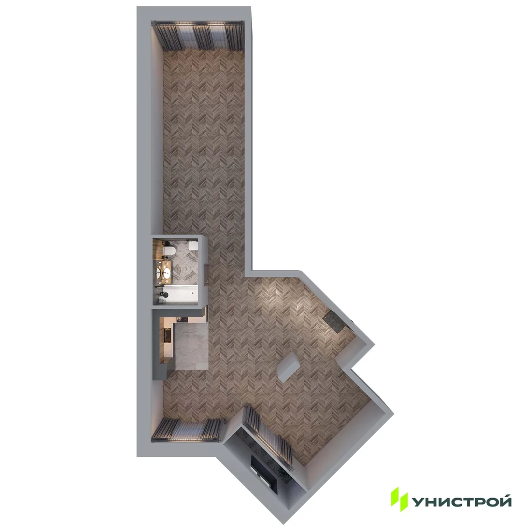 Планировка 1-комн. квартира, 91.21 м² ЖК «Statum»
