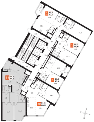 Квартира 3-комн. квартира, 87.6 м² ЖК «Архитектор» Фото 2 Квартира 3-комн. квартира, 87.6 м² ЖК «Архитектор» Фото 2