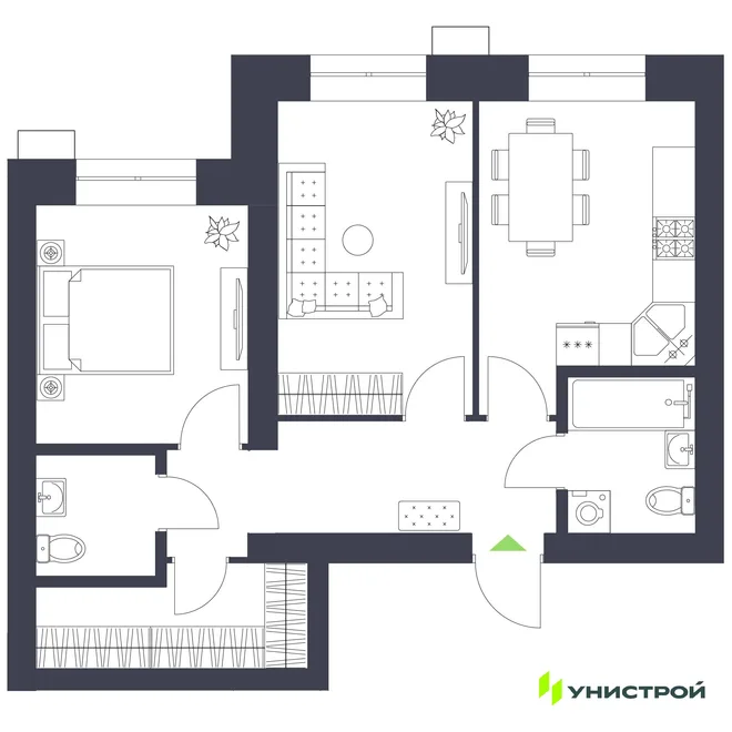 Планировка 2-комн. квартира, 54.46 м² ЖК «Царёво City» Планировка 2-комн. квартира, 54.46 м² ЖК «Царёво City»
