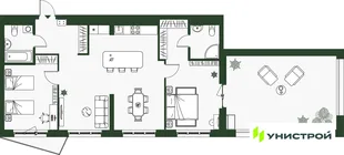 Планировка 2-комн. квартира, 88.81 м² ЖК «Парковый квартал 2.0»