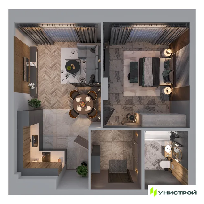 Планировка 1-комн. квартира, 46.93 м² ЖК «Statum» Планировка 1-комн. квартира, 46.93 м² ЖК «Statum»