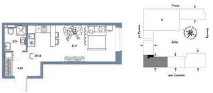 Планировка Студия, 29.68 м² ЖК «Остров-сад»