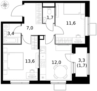 Квартира 2-комн. квартира, 51 м² ЖК «1-й Измайловский» Фото 1 Квартира 2-комн. квартира, 51 м² ЖК «1-й Измайловский» Фото 1