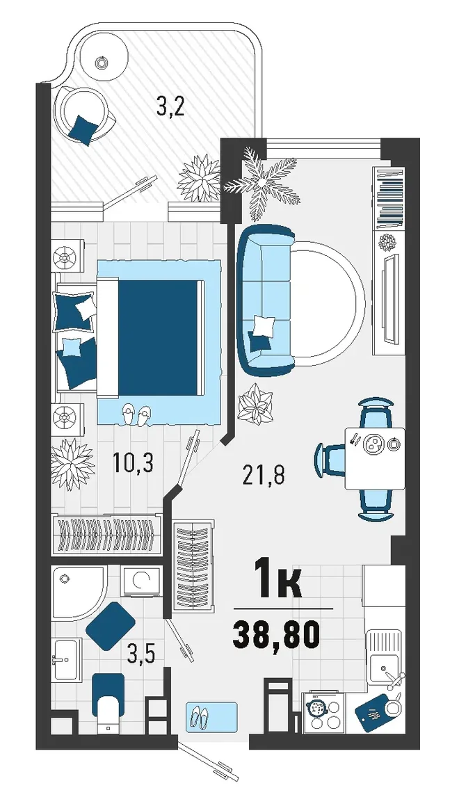 Планировка 1-комн. квартира, 36.2 м² ЖК «Монако» Планировка 1-комн. квартира, 36.2 м² ЖК «Монако»