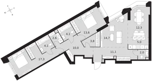 Квартира 3-комн. квартира, 100.6 м² ЖК «Архитектор» Фото 1 Квартира 3-комн. квартира, 100.6 м² ЖК «Архитектор» Фото 1