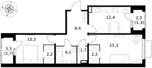 Квартира 2-комн. квартира, 60.6 м² ЖК «1-й Ясеневский» Фото 1