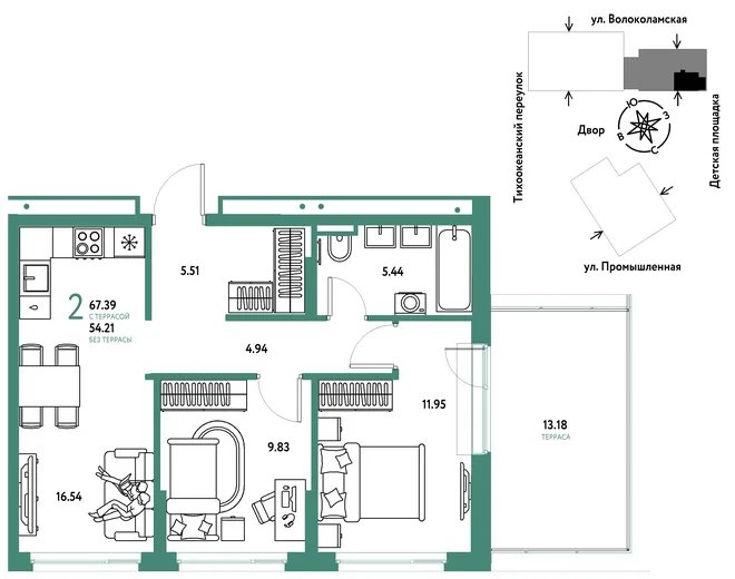 Планировка 2-комн. квартира, 67.39 м² ЖК «Страна Прибрежная» Планировка 2-комн. квартира, 67.39 м² ЖК «Страна Прибрежная»