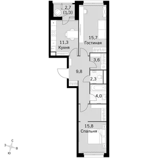 Квартира 2-комн. квартира, 61.6 м² ЖК «Sky Garden» Фото 1 Квартира 2-комн. квартира, 61.6 м² ЖК «Sky Garden» Фото 1