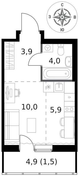 Квартира Студия, 25.3 м² ЖК «1-й Ясеневский» Фото 1