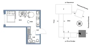 Планировка Студия, 24.86 м² ЖК «Сердце Сибири»