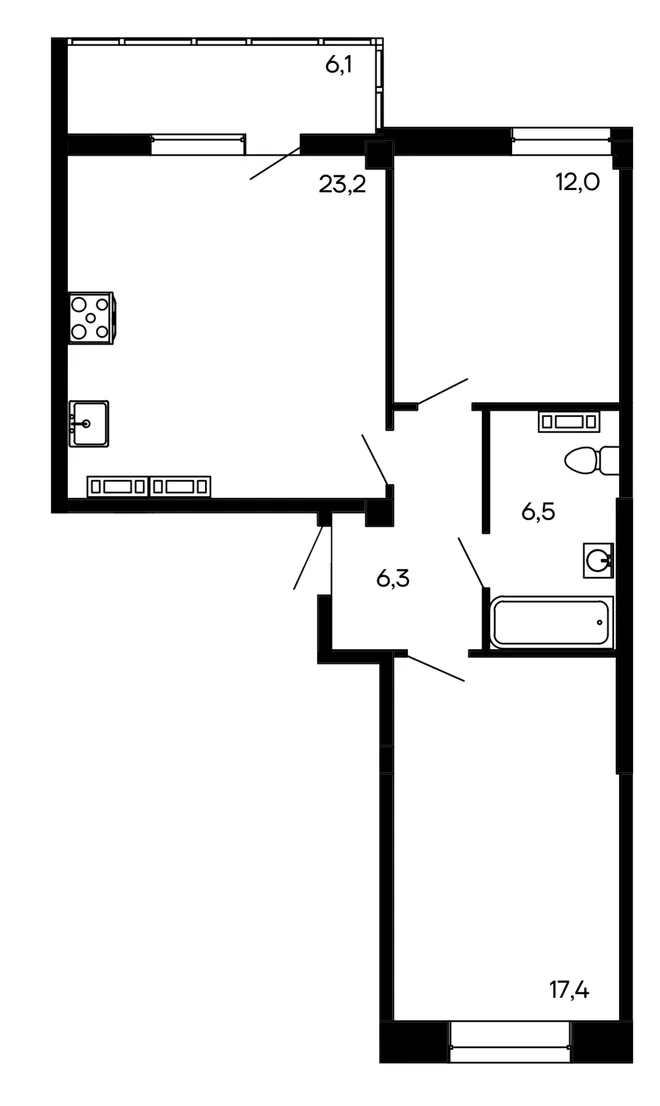 Планировка 2-комн. квартира, 71.5 м² ЖК «Доброгород» Планировка 2-комн. квартира, 71.5 м² ЖК «Доброгород»