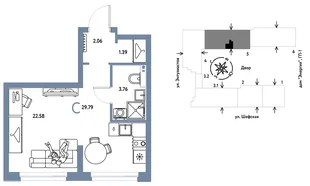 Планировка Студия, 29.79 м² ЖК «Страна.Энтузиастов»
