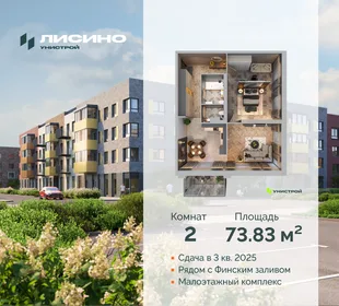 Квартира 2-комн. квартира, 73.83 м² ЖК «Лисино» Фото 30