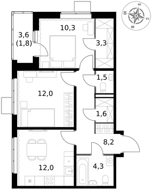 Квартира 2-комн. квартира, 55 м² ЖК «1-й Ясеневский» Фото 1 Квартира 2-комн. квартира, 55 м² ЖК «1-й Ясеневский» Фото 1