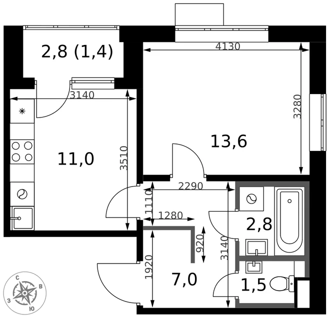Планировка 1-комн. квартира, 37.3 м² ЖК «1-й Химкинский» Планировка 1-комн. квартира, 37.3 м² ЖК «1-й Химкинский»