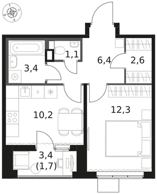 Квартира 1-комн. квартира, 37.7 м² ЖК «1-й Химкинский» Фото 1 Квартира 1-комн. квартира, 37.7 м² ЖК «1-й Химкинский» Фото 1