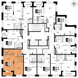 Квартира 2-комн. квартира, 47.5 м² ЖК «1-й Саларьевский» Фото 2 Квартира 2-комн. квартира, 47.5 м² ЖК «1-й Саларьевский» Фото 2