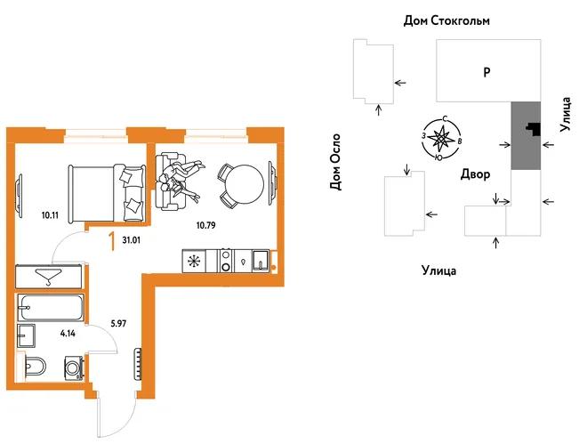 Планировка 1-комн. квартира, 31.01 м² ЖК «Европейский берег 2.0» Планировка 1-комн. квартира, 31.01 м² ЖК «Европейский берег 2.0»
