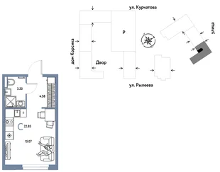 Планировка Студия, 23.03 м² ЖК «Остров-сад»