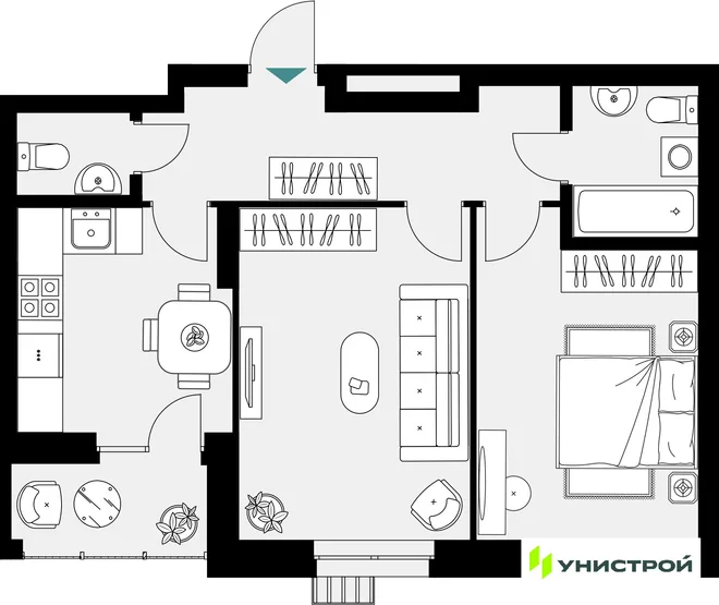 Планировка 2-комн. квартира, 56.72 м² ЖК «Уникум на Амирхана» Планировка 2-комн. квартира, 56.72 м² ЖК «Уникум на Амирхана»
