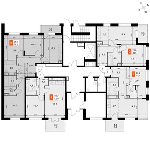 Квартира 3-комн. квартира, 75.1 м² ЖК «ФоРест» Фото 2 Квартира 3-комн. квартира, 75.1 м² ЖК «ФоРест» Фото 2
