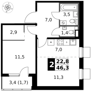 Квартира 2-комн. квартира, 47.2 м² ЖК «1-й Ясеневский» Фото 1 Квартира 2-комн. квартира, 47.2 м² ЖК «1-й Ясеневский» Фото 1