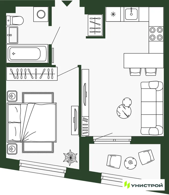 Планировка 1-комн. квартира, 38.8 м² ЖК «Парковый квартал 2.0» Планировка 1-комн. квартира, 38.8 м² ЖК «Парковый квартал 2.0»