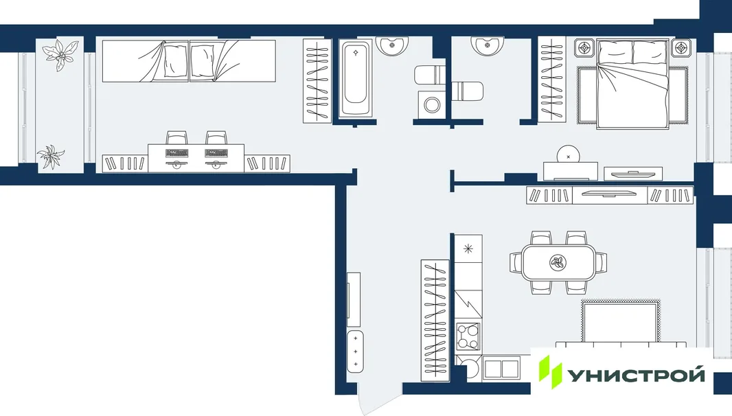 Планировка 2-комн. квартира, 72.01 м² ЖК «ГРАНД БЕРЕГ»