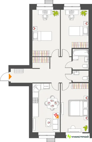 Планировка 3-комн. квартира, 81.69 м² ЖК «Атмосфера»