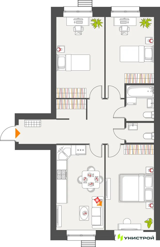 Планировка 3-комн. квартира, 81.69 м² ЖК «Атмосфера»