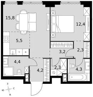 Квартира 2-комн. квартира, 54.4 м² ЖК «Sydney City» Фото 1 Квартира 2-комн. квартира, 54.4 м² ЖК «Sydney City» Фото 1
