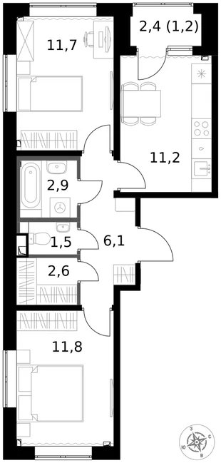 Квартира 2-комн. квартира, 49 м² ЖК «1-й Химкинский» Фото 1 Квартира 2-комн. квартира, 49 м² ЖК «1-й Химкинский» Фото 1
