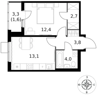 Квартира 1-комн. квартира, 37.6 м² ЖК «1-й Ясеневский» Фото 1 Квартира 1-комн. квартира, 37.6 м² ЖК «1-й Ясеневский» Фото 1