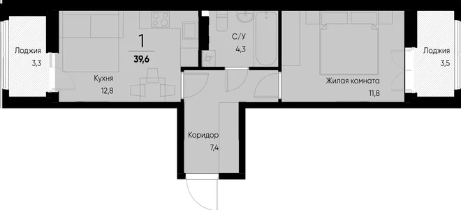 Планировка 1-комн. квартира, 43.1 м² ЖК «Васильевский остров» Планировка 1-комн. квартира, 43.1 м² ЖК «Васильевский остров»