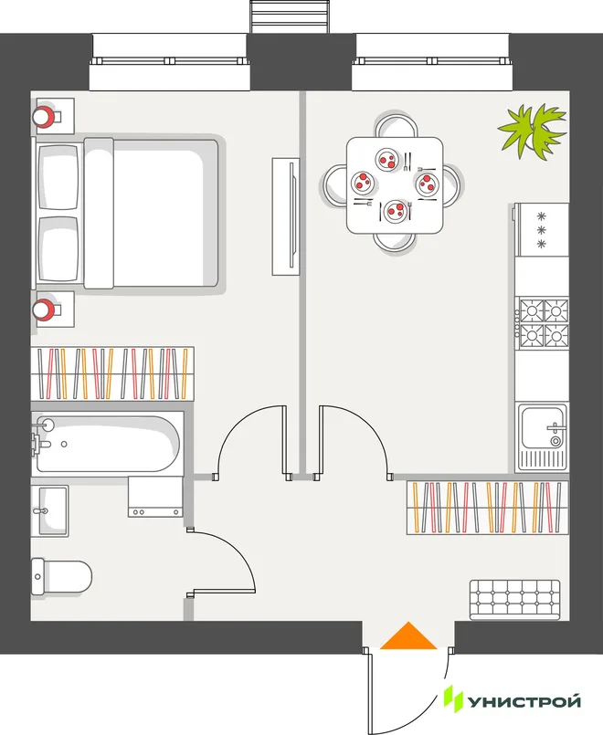Планировка 1-комн. квартира, 35.24 м² ЖК «Атмосфера» Планировка 1-комн. квартира, 35.24 м² ЖК «Атмосфера»