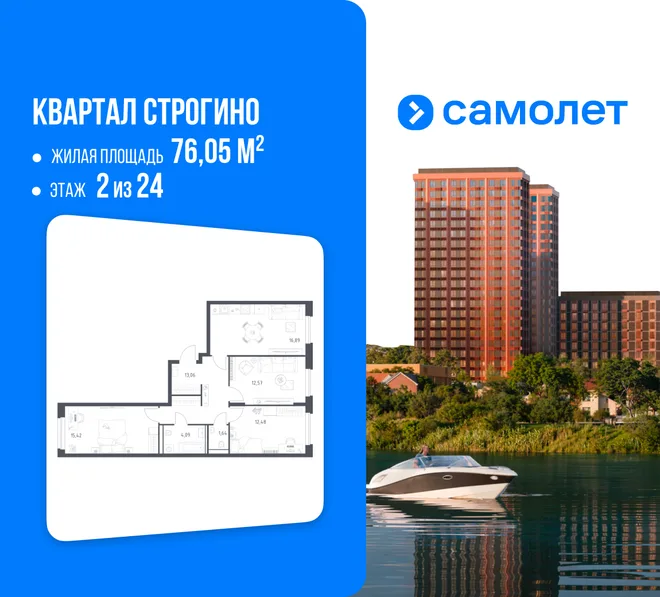Планировка 3-комн. квартира, 76.05 м² ЖК «Квартал Строгино» Планировка 3-комн. квартира, 76.05 м² ЖК «Квартал Строгино»