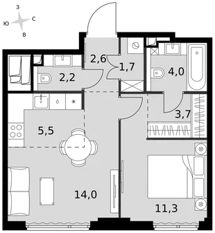 Квартира 2-комн. квартира, 45 м² ЖК «Sydney City» Фото 1 Квартира 2-комн. квартира, 45 м² ЖК «Sydney City» Фото 1