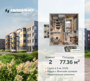 Квартира 2-комн. квартира, 77.36 м² ЖК «Лисино» Фото 30 Квартира 2-комн. квартира, 77.36 м² ЖК «Лисино» Фото 30